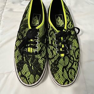 Vans Neon Green and Black Lace Sneakers
